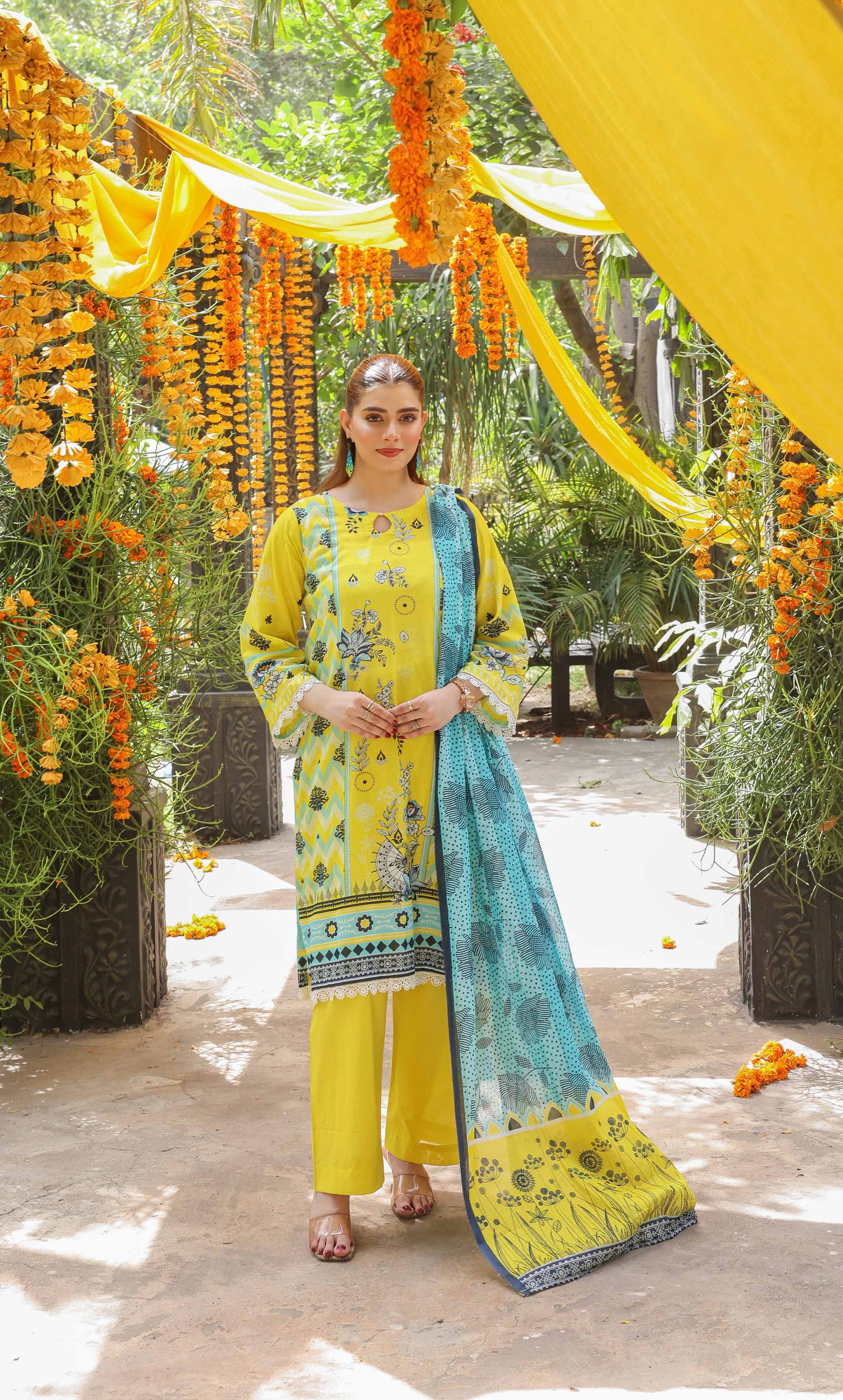 3 Piece Unstitched Printed Lawn  Suit | Tye & Dye V2-04