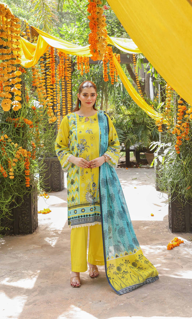 3 Piece Unstitched Printed Lawn  Suit | Tye & Dye V2-04 Hover Image