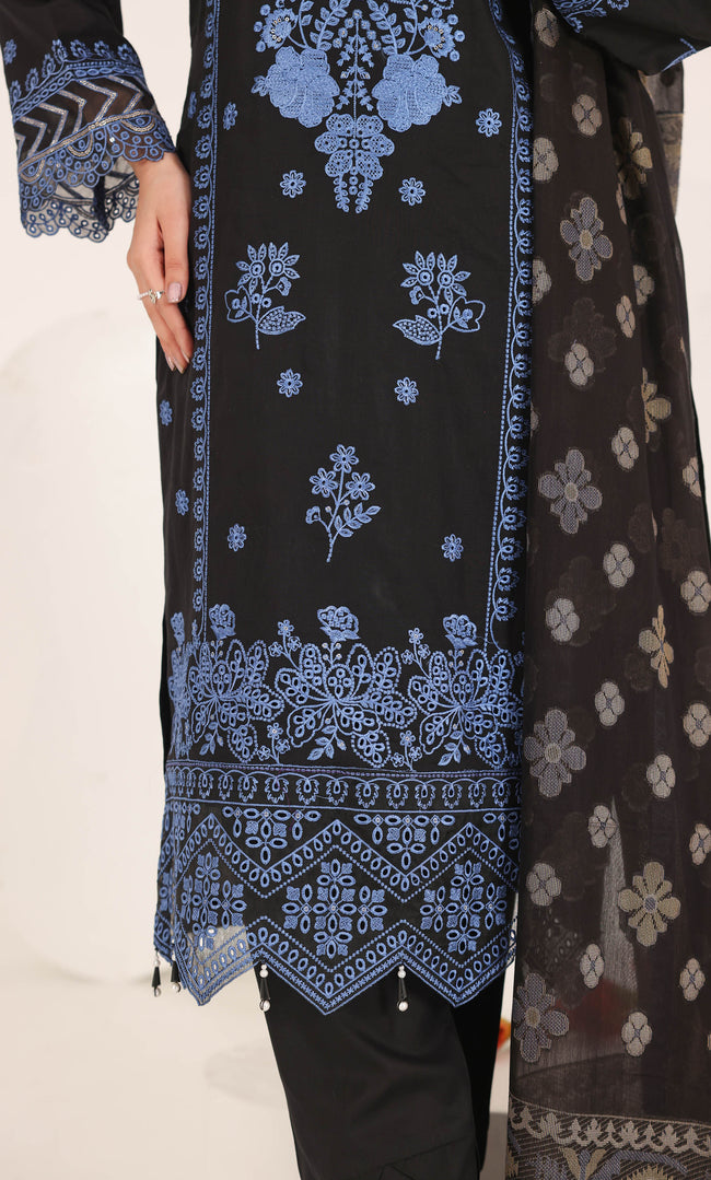 3PC Luxury Embroidered Unstitched Lawn Suit - ZED-01 Main Image