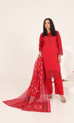 3PC Luxury  Embroidered Unstitched Lawn Suit - ZED-02
