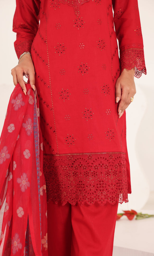 3PC Luxury  Embroidered Unstitched Lawn Suit - ZED-02 Main Image