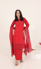 3PC Luxury  Embroidered Unstitched Lawn Suit - ZED-02