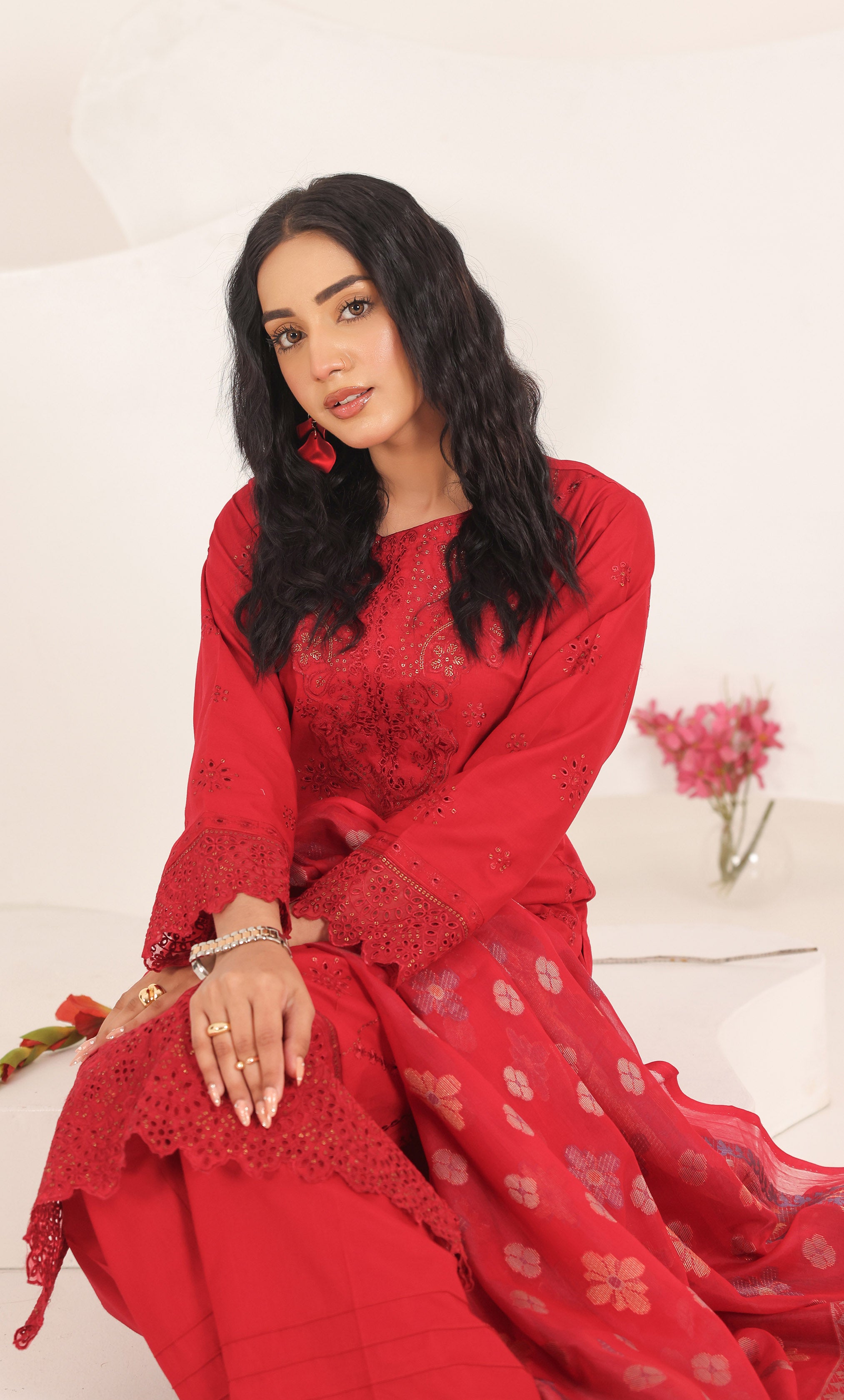 3PC Luxury  Embroidered Unstitched Lawn Suit - ZED-02