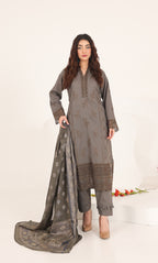 3PC Luxury Embroidered Unstitched Lawn Suit - ZED-03