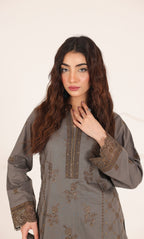 3PC Luxury Embroidered Unstitched Lawn Suit - ZED-03