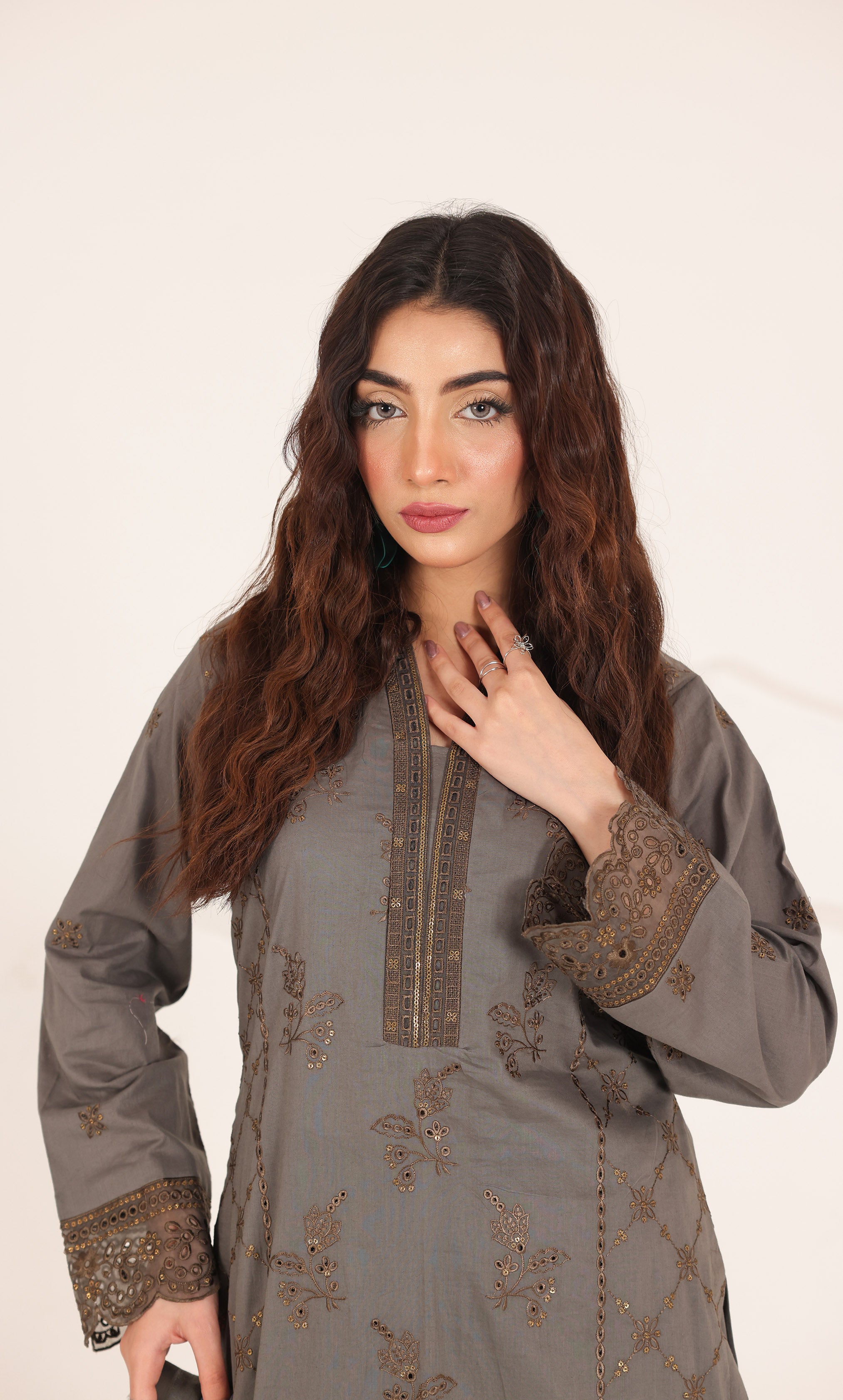 3PC Luxury Embroidered Unstitched Lawn Suit - ZED-03