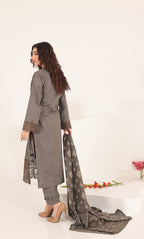 3PC Luxury Embroidered Unstitched Lawn Suit - ZED-03