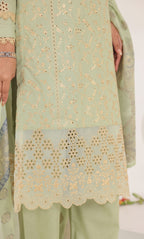 3PC Luxury Embroidered Unstitched Lawn Suit - ZED-04