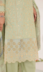 3PC Luxury Embroidered Unstitched Lawn Suit - ZED-04