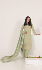 3PC Luxury Embroidered Unstitched Lawn Suit - ZED-04