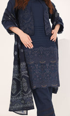 3PC Luxury Embroidered Unstitched Lawn Suit - ZED-05
