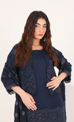 3PC Luxury Embroidered Unstitched Lawn Suit - ZED-05