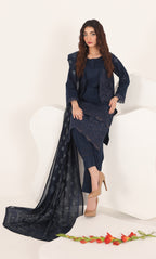3PC Luxury Embroidered Unstitched Lawn Suit - ZED-05
