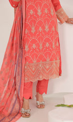 3PC Luxury Embroidered Unstitched Lawn Suit - ZED-06