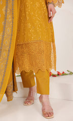 3PC Luxury Embroidered Unstitched Lawn Suit - ZED-07