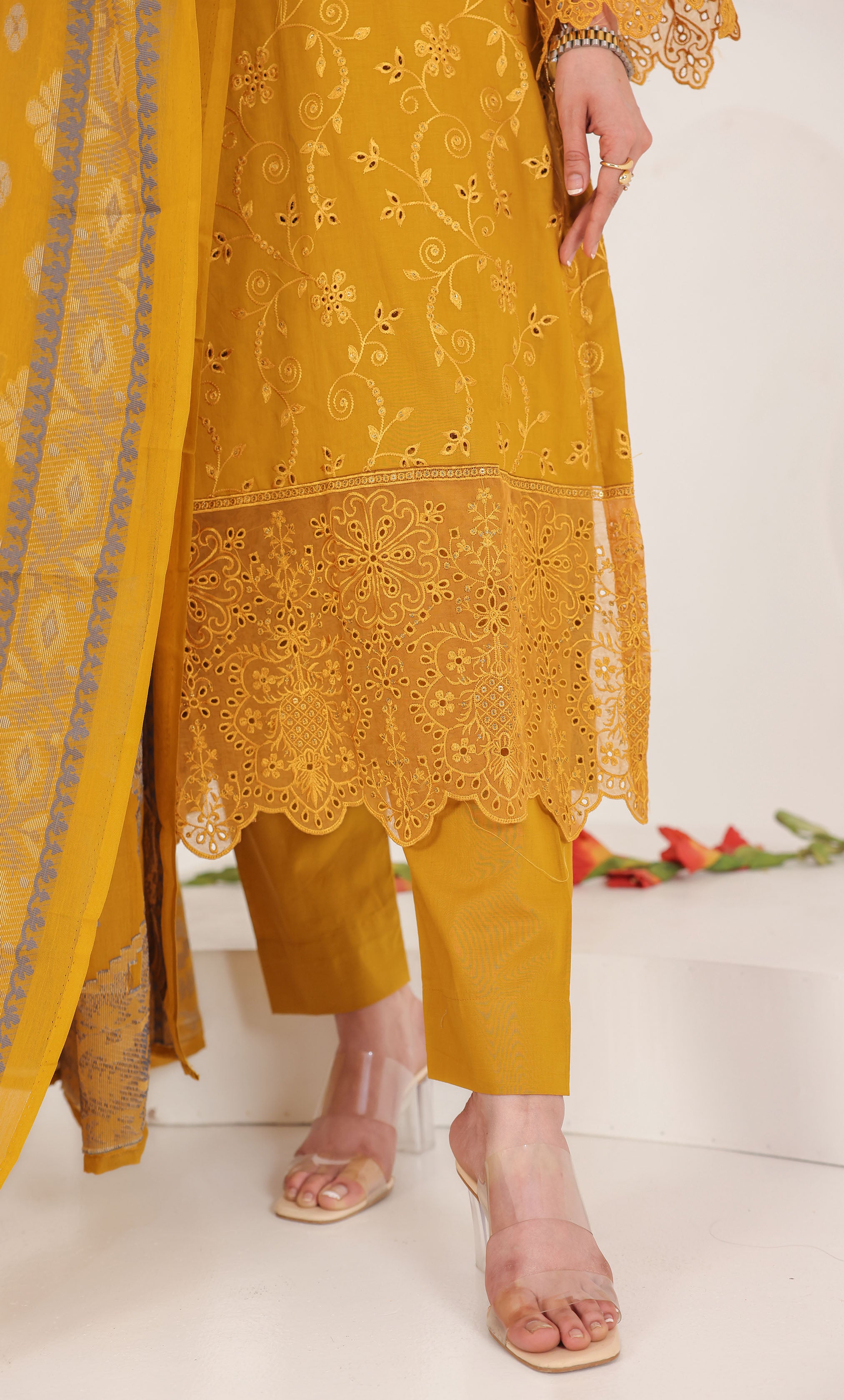 3PC Luxury Embroidered Unstitched Lawn Suit - ZED-07