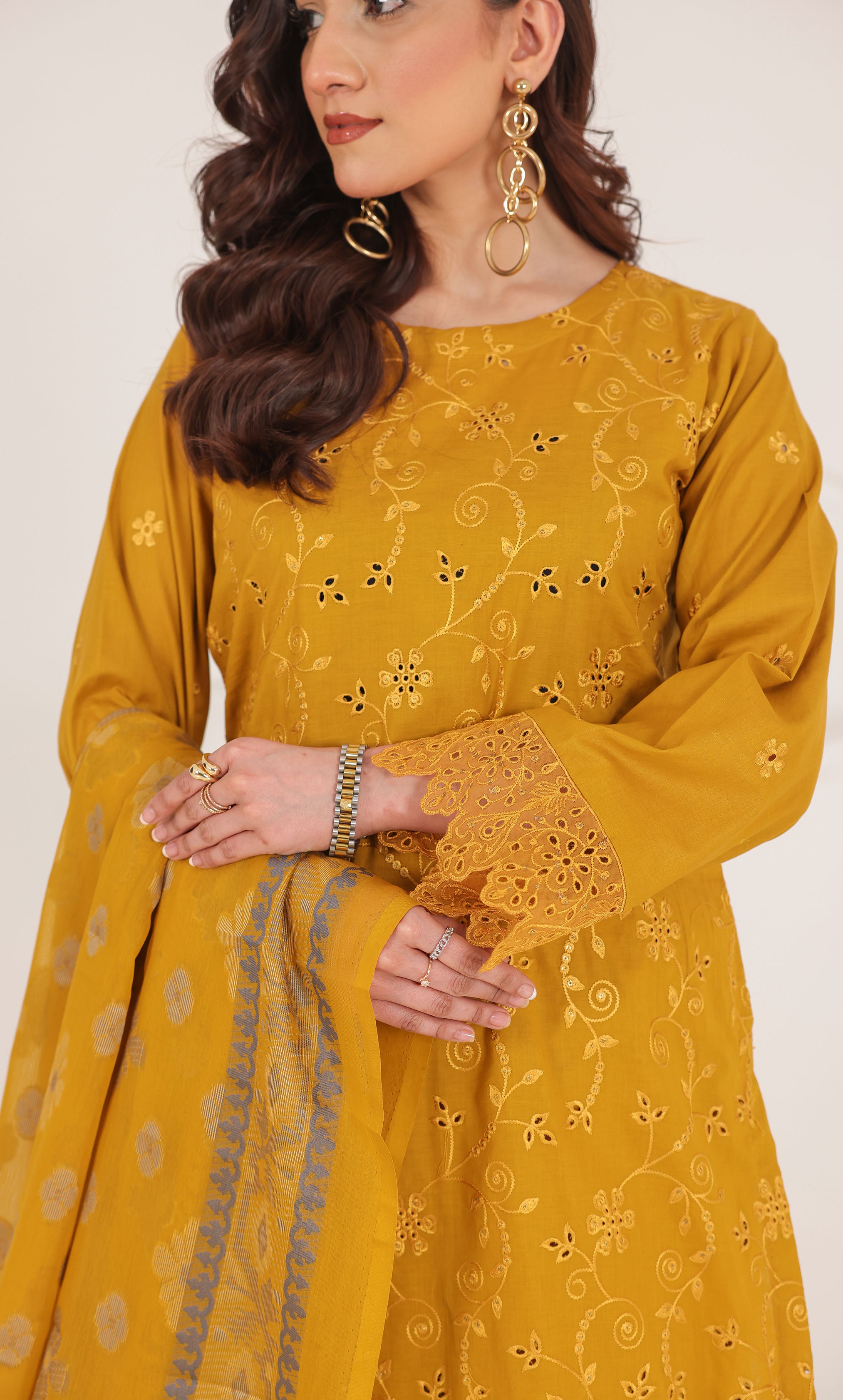 3PC Luxury Embroidered Unstitched Lawn Suit - ZED-07