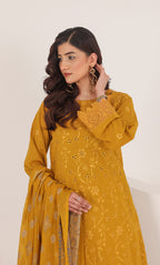 3PC Luxury Embroidered Unstitched Lawn Suit - ZED-07