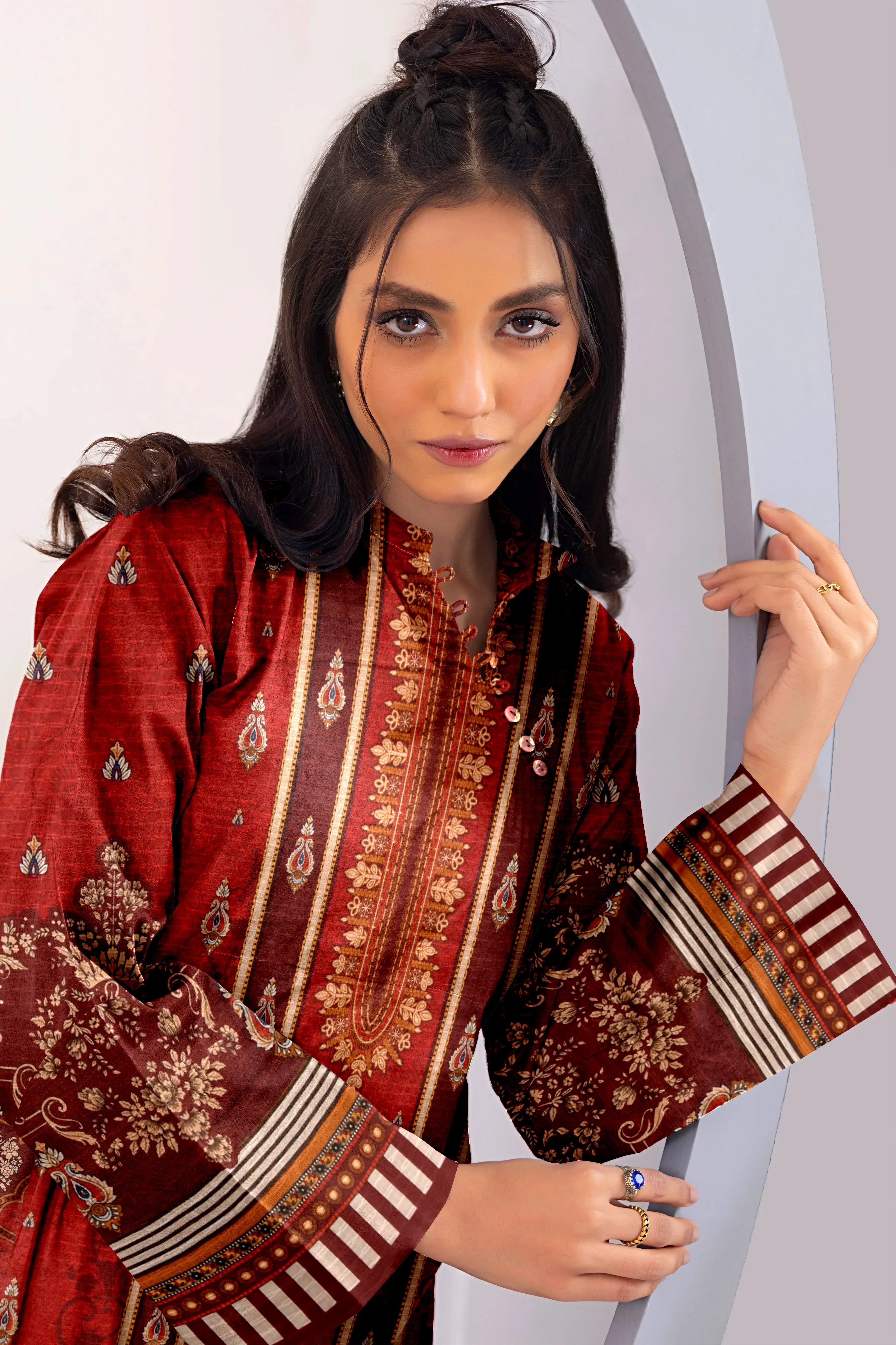 3 Piece Unstitched Printed Dobby Lawn Suit -BA-V18-01