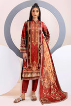 3 Piece Unstitched Printed Dobby Lawn Suit -BA-V18-01