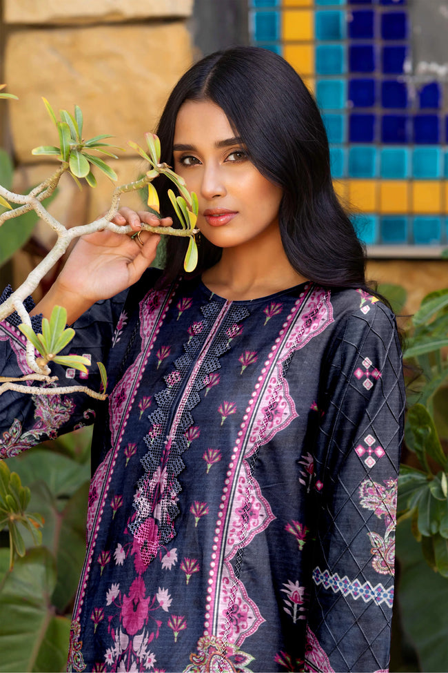 3 Piece Unstitched Printed Dobby Lawn Suit -BA-V18-02 Main Image