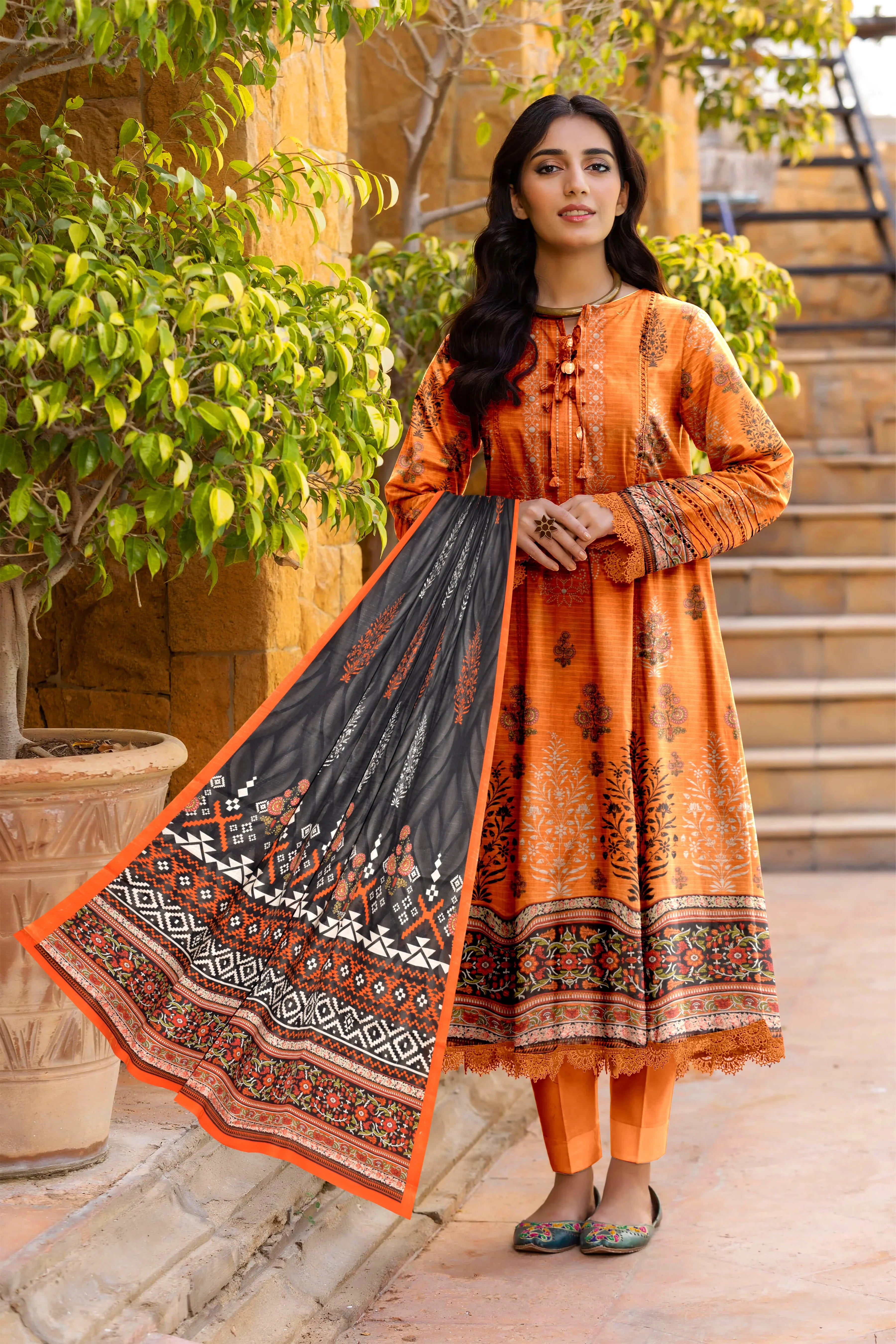 3 Piece Unstitched Printed Dobby Lawn Suit -BA-V18-04