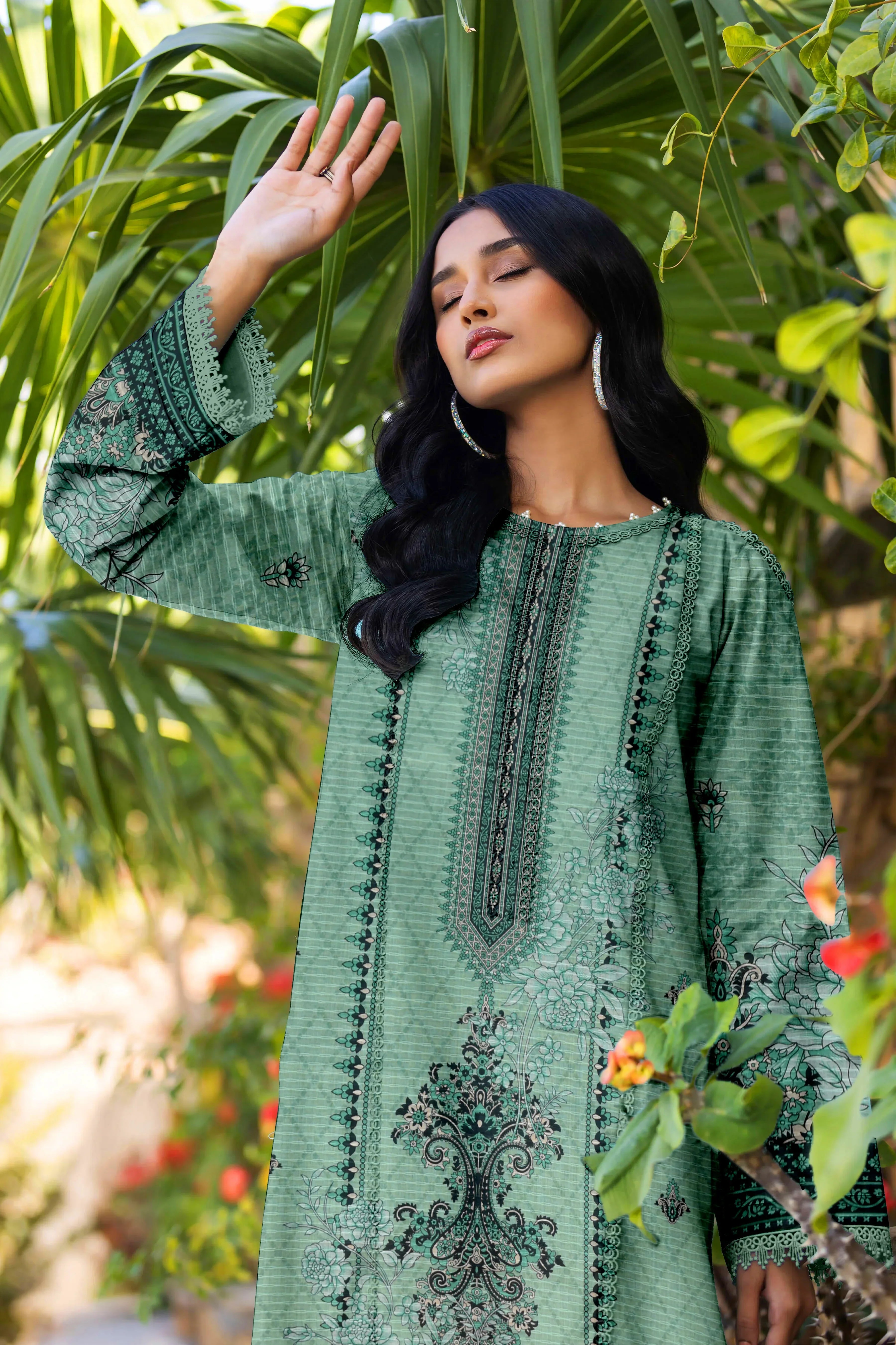 3 Piece Unstitched Printed Dobby Lawn Suit -BA-V18-05