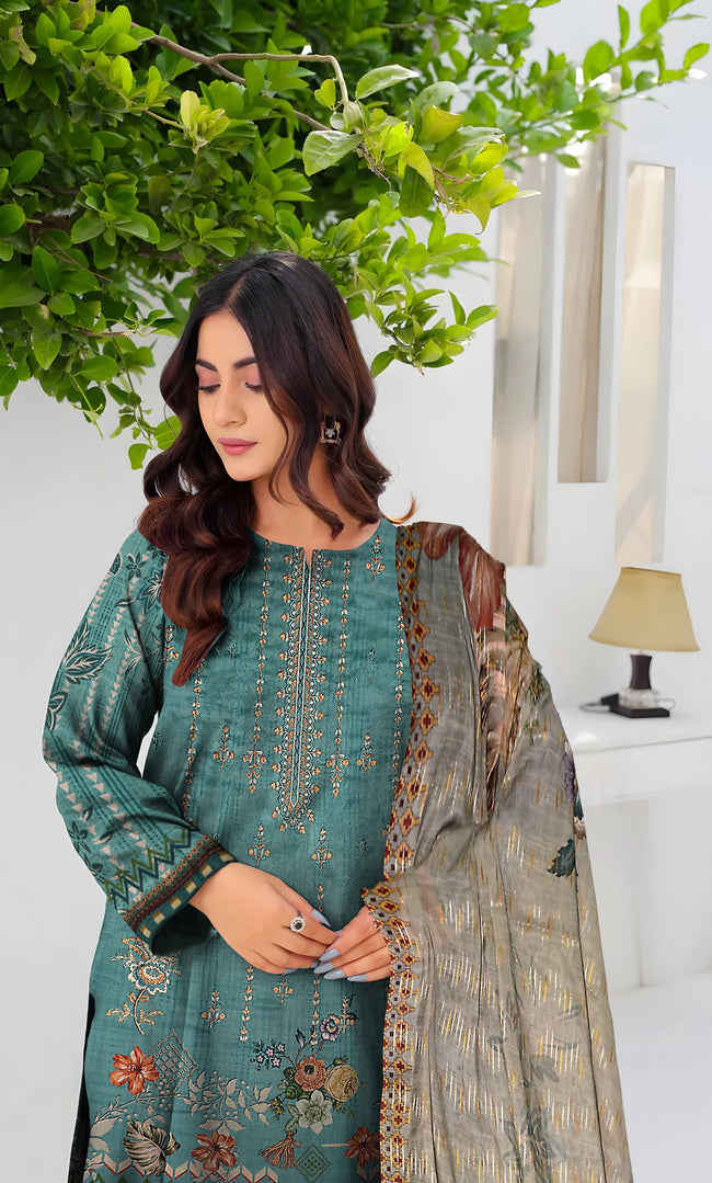 3PC Embroidered Unstitched Lawn Suit - NA-V1-02 Main Image
