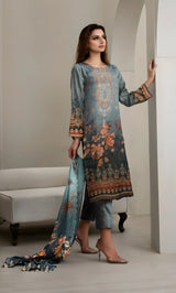 3PC Embroidered Banarsi Unstitched Lawn Suit - NA-V3-01