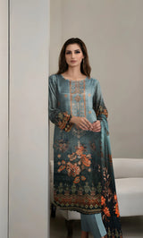 3PC Embroidered Banarsi Unstitched Lawn Suit - NA-V3-01