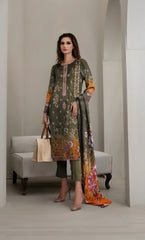 3PC Embroidered Banarsi Unstitched Lawn Suit - NA-V3-03