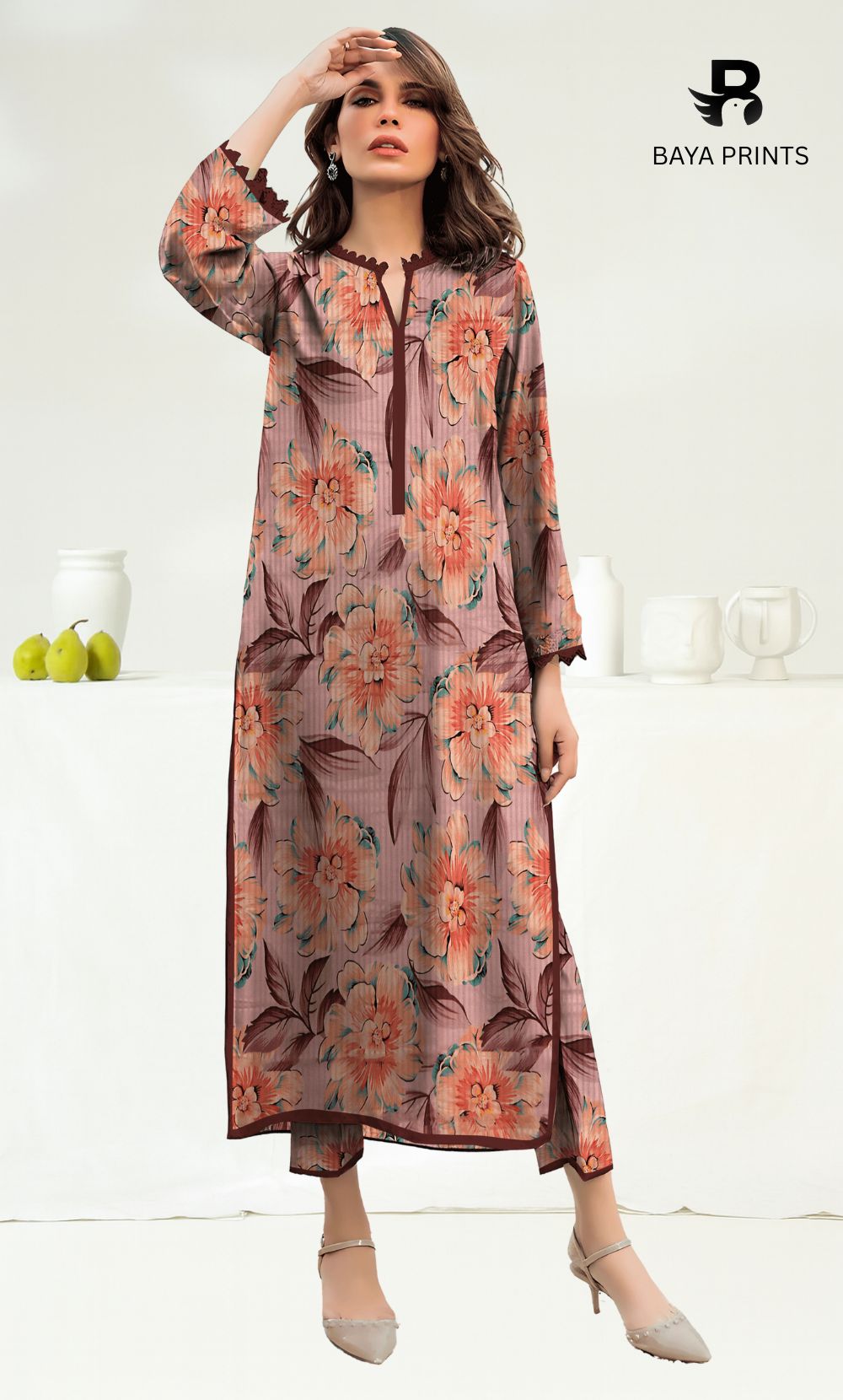 2PC Premium Linen Unstitched-DE V6 -020