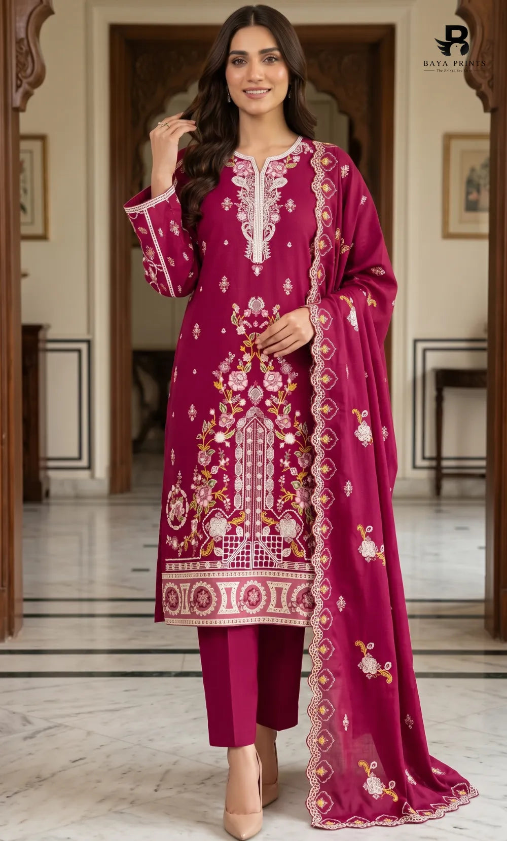 3PC Premium Embroidered Dhanak | Unstitched | Naqsh-e-Zar -04