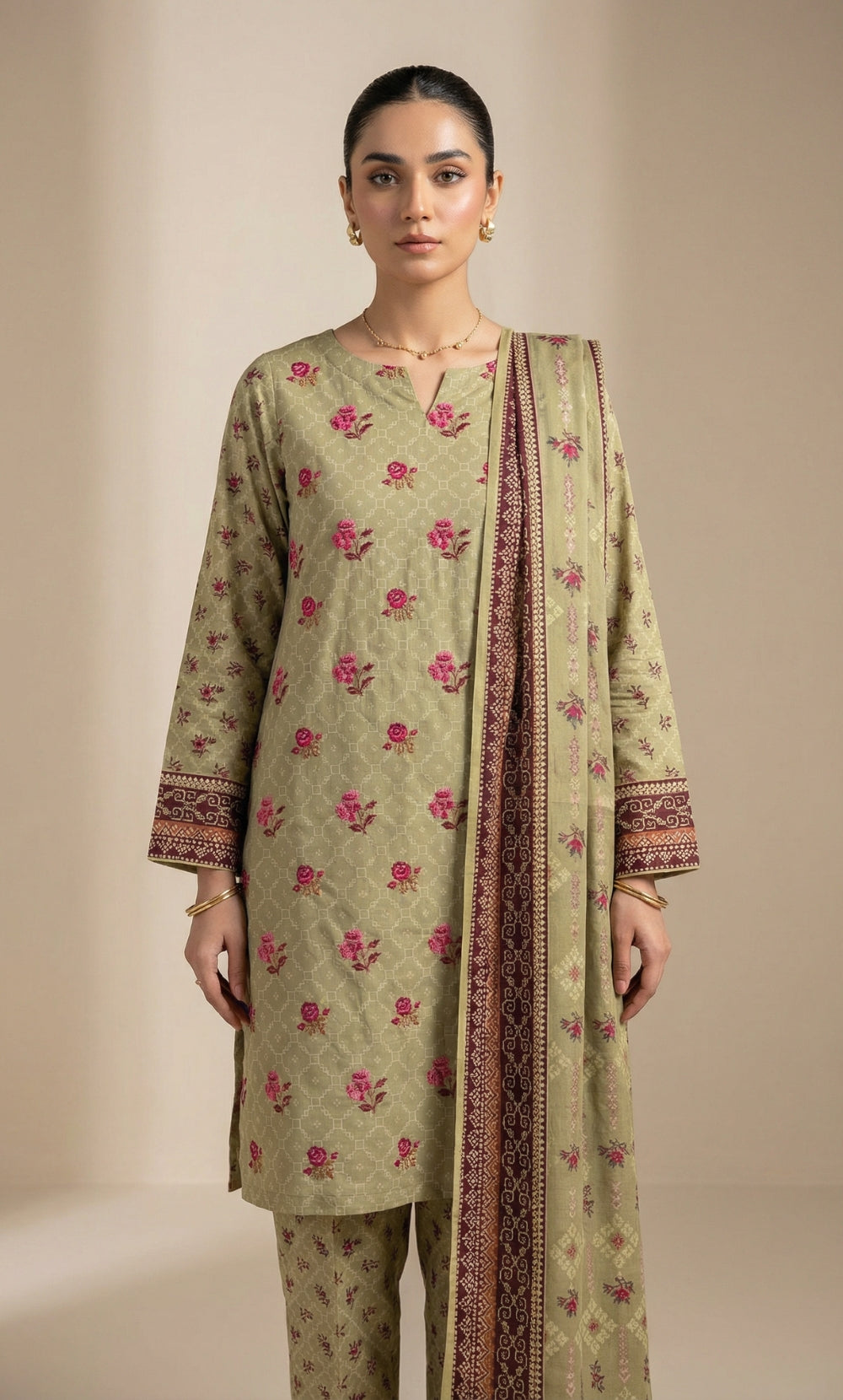 Suhana – 3 Piece Lawn | Embroidered Floral Front -06