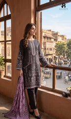 3PC Printed Linen | Unstitched | BA-V2-04