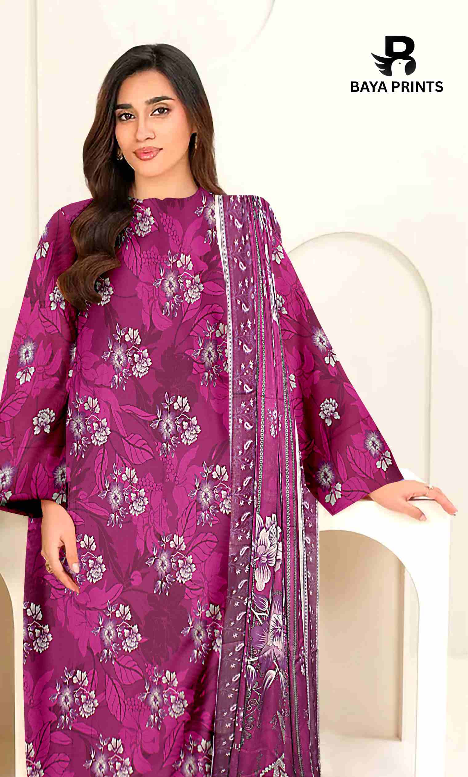 3 Piece Unstitched Printed Lawn Suit -BA-V9