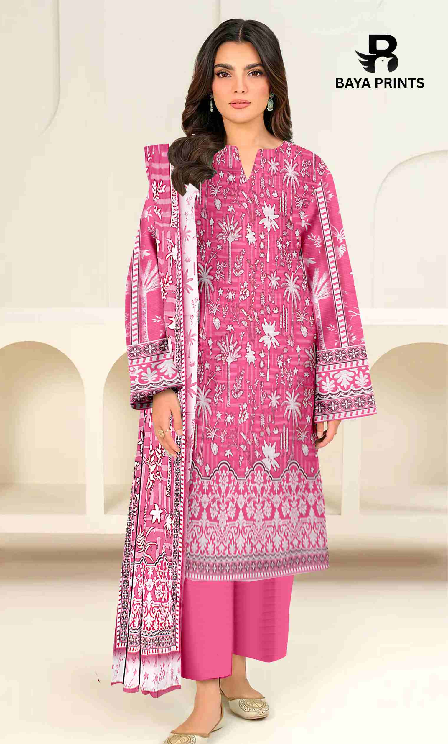 3 Piece Unstitched Printed Lawn Suit -BA-V13