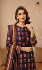 3PC Printed Linen | Unstitched | BA-V1-06