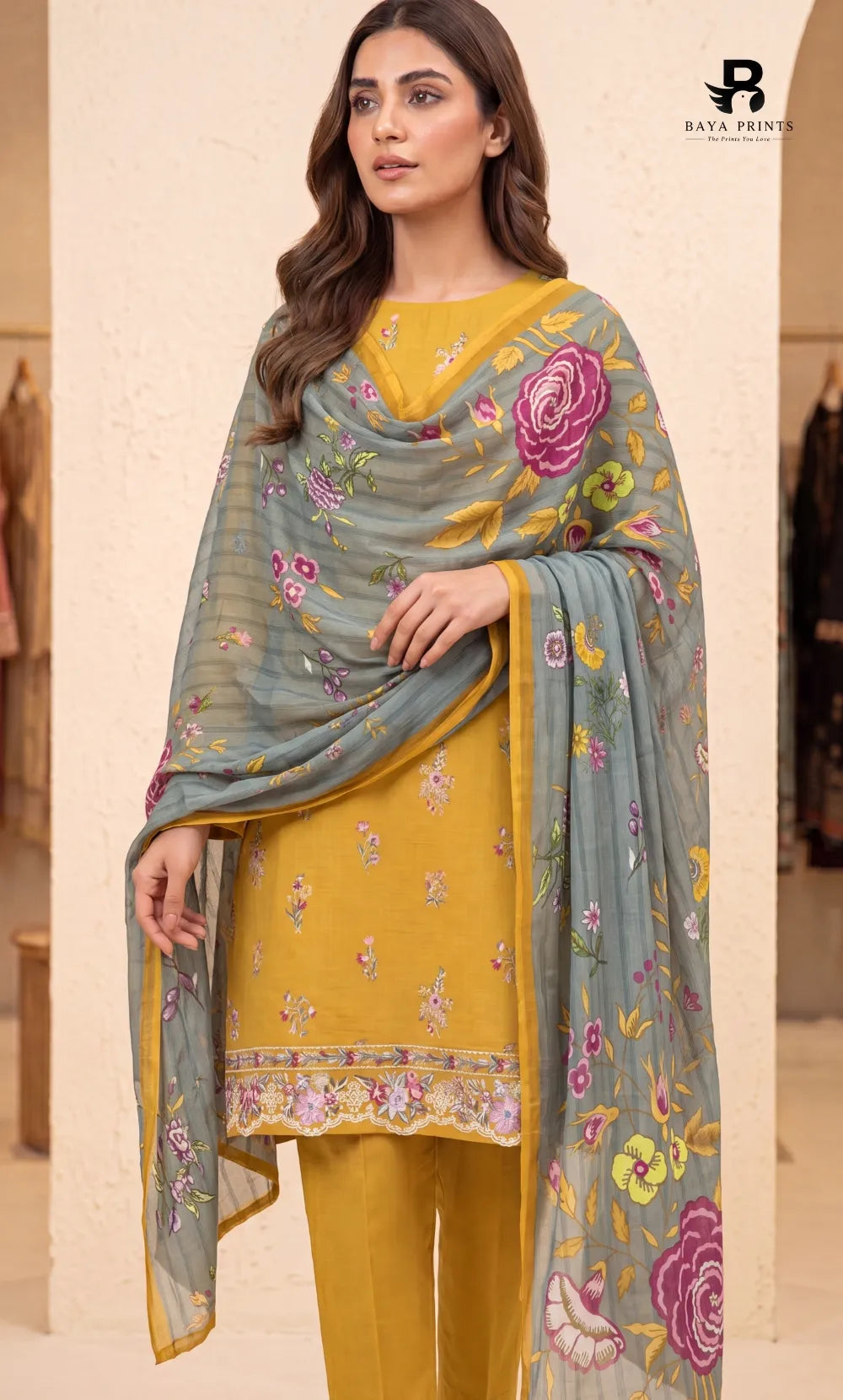 3-Piece | Unstitched Luxury Embroidered Lawn Suit | Nayab