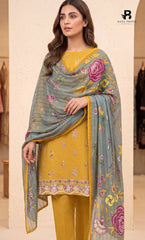 3-Piece | Unstitched Luxury Embroidered Lawn Suit | Nayab
