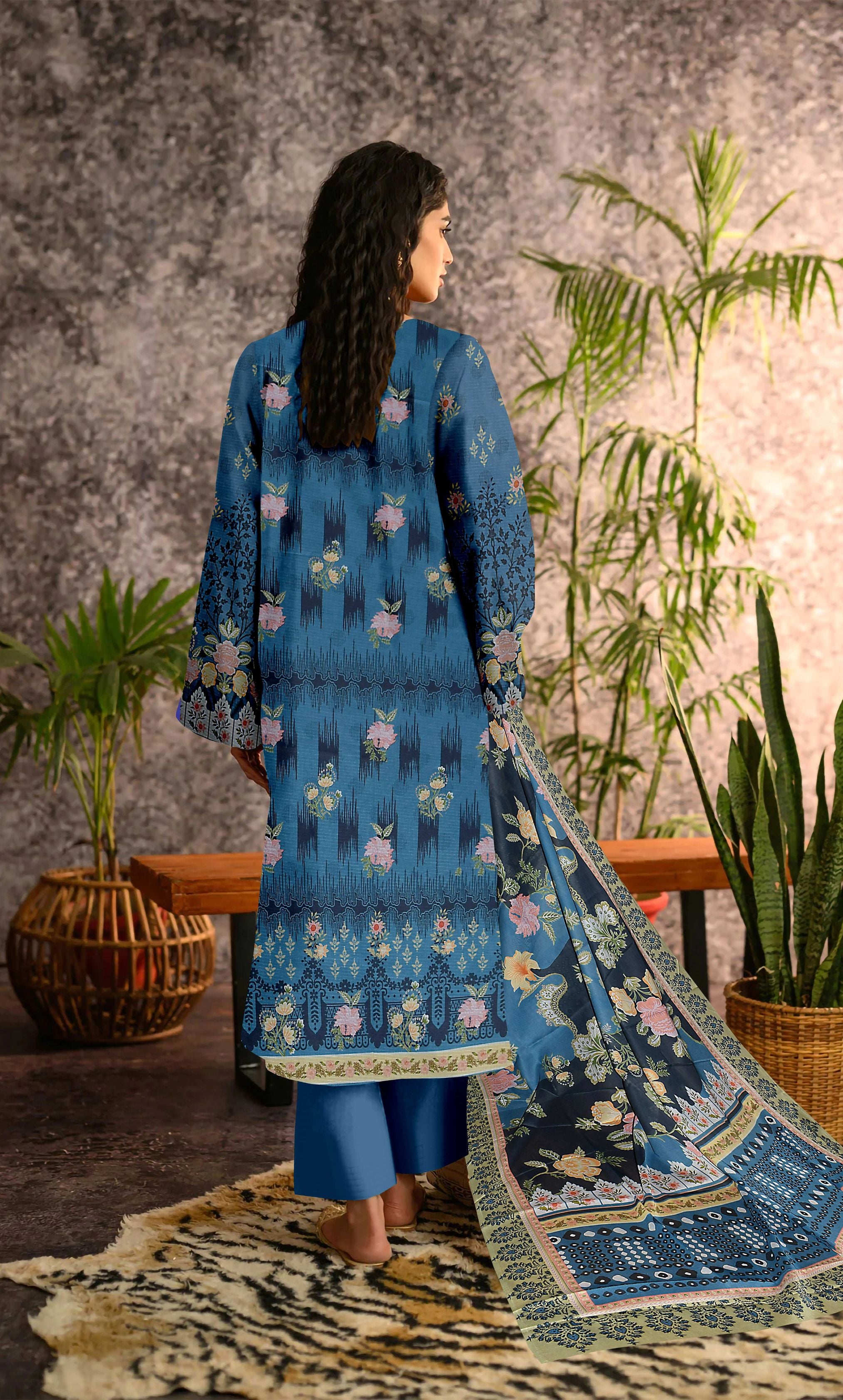 3 Piece Unstitched Printed Lawn  Suit | Tye & Dye V2-08