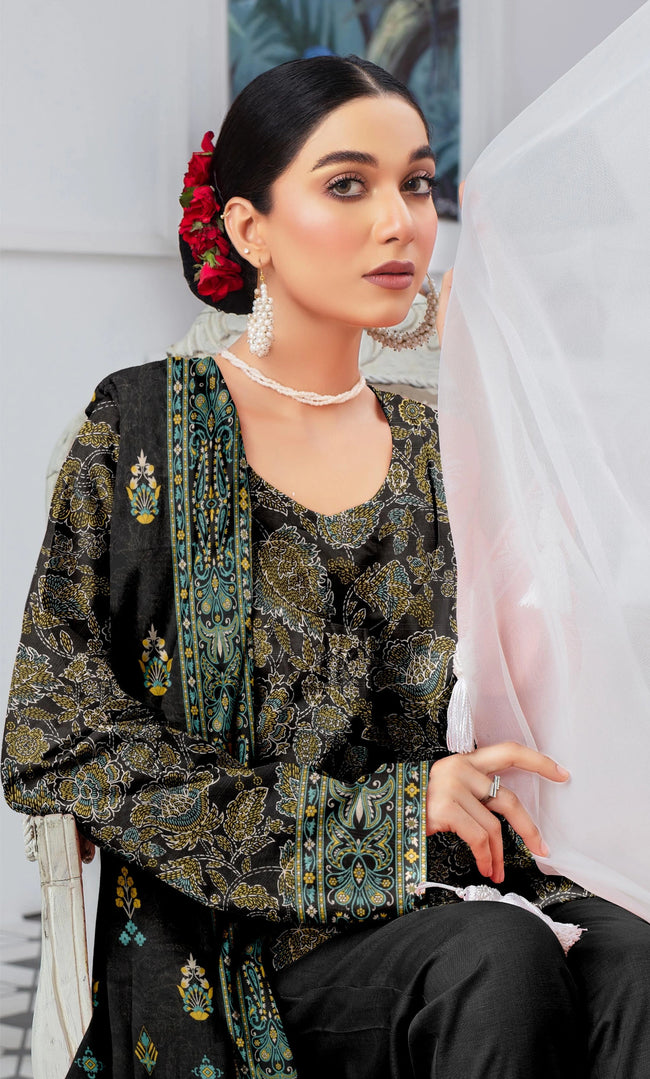 3 Piece Printed Unstitched Lawn Suit | SE-B-05 Hover Image