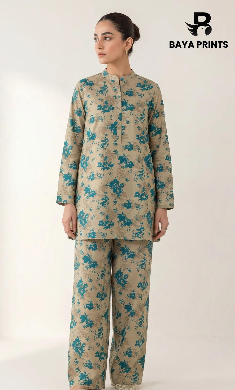 2PC Unstitched Printed Lawn Suit -Orlina