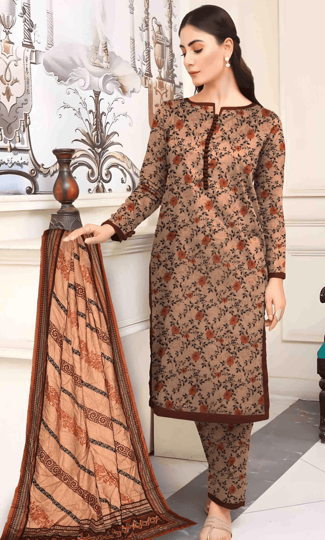 3PC Premium Linen Unstitched  -BA-V9-5 Hover Image