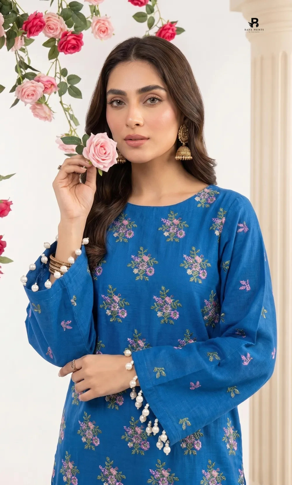 3PC Premium Embroidered Karandi | Unstitched | Nazakat - 03