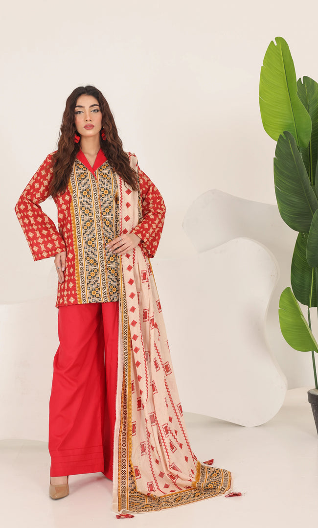 3 Piece Printed Unstitched Lawn Suit | SE-A-04 Hover Image