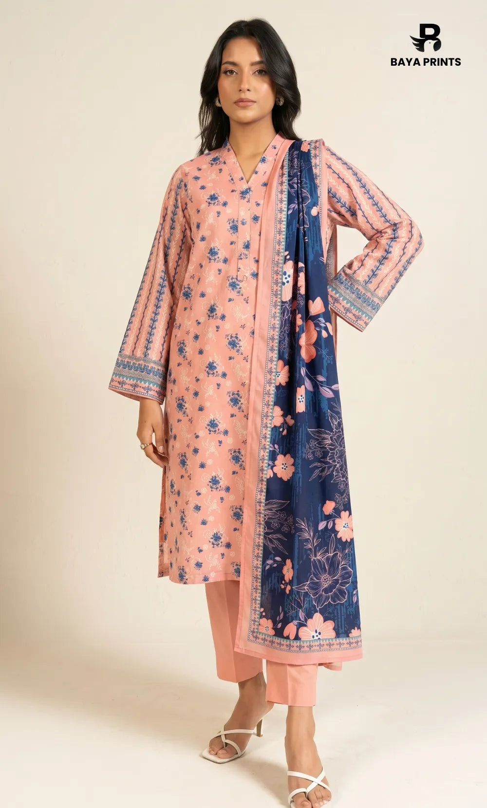 3PC Printed Lawn | Unstitched |  Ethnic by Bayaprints