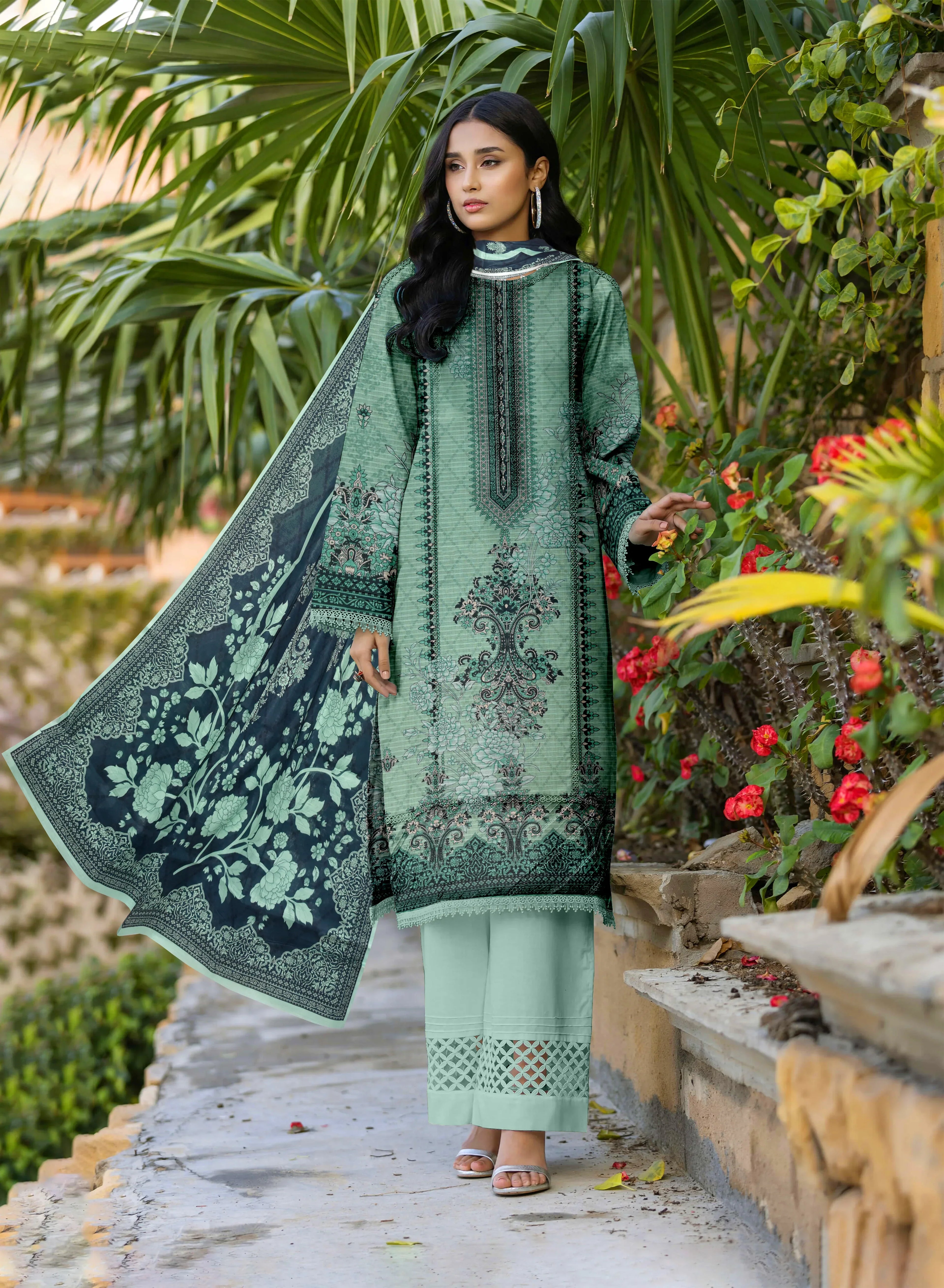 3 Piece Unstitched Printed Dobby Lawn Suit -BA-V18-05