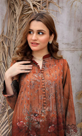 3PC Embroidered Banarsi Unstitched Lawn Suit - NA-V3-06