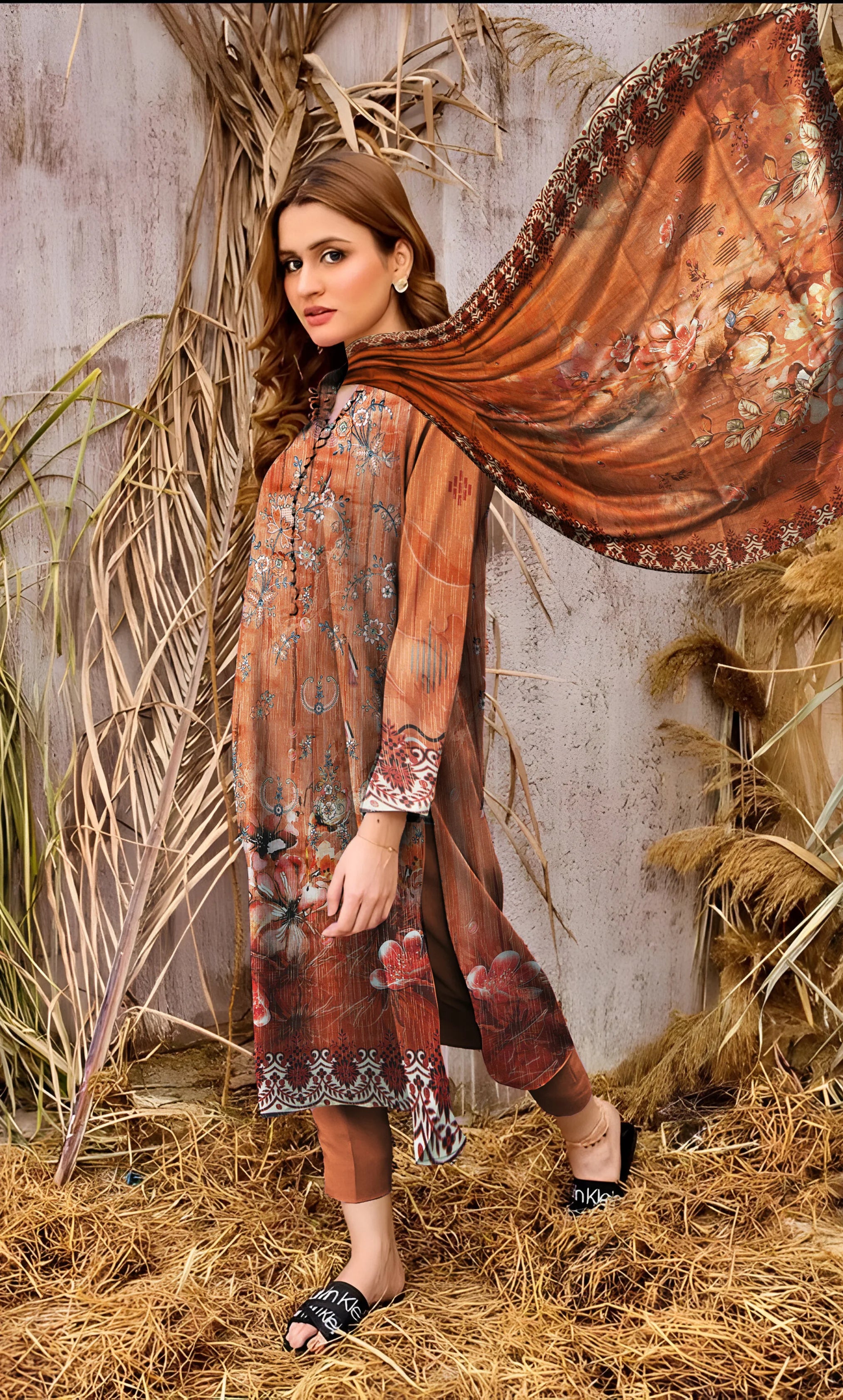 3PC Embroidered Banarsi Unstitched Lawn Suit - NA-V3-06